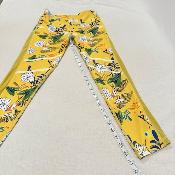 Zyia Active Lock N Tight Yellow Floral Reflective Mesh Leggings Size 8 - 10 - Picture 6 of 8